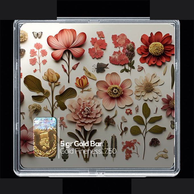 شمش طلا 18 عیار مدوپد مدل گل کد SG10527 شمش طلا 18 عیار مدوپد مدل گل کد SG10527