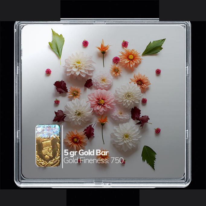 شمش طلا 18 عیار مدوپد مدل گل کد SG10437 شمش طلا 18 عیار مدوپد مدل گل کد SG10437