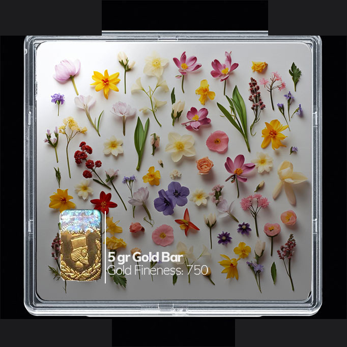 شمش طلا 18 عیار مدوپد مدل گل کد SG10436 شمش طلا 18 عیار مدوپد مدل گل کد SG10436