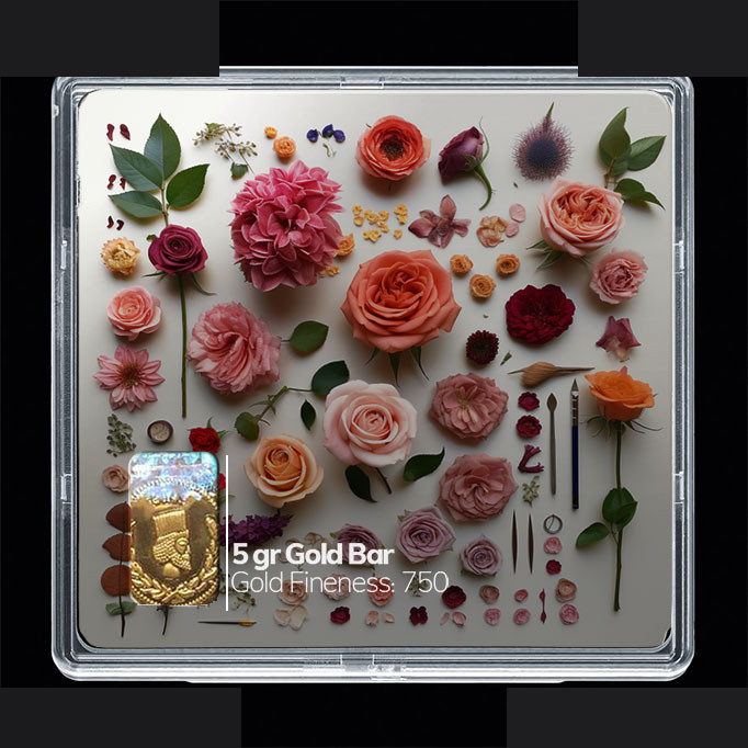 شمش طلا 18 عیار مدوپد مدل گل کد SG10435 شمش طلا 18 عیار مدوپد مدل گل کد SG10435