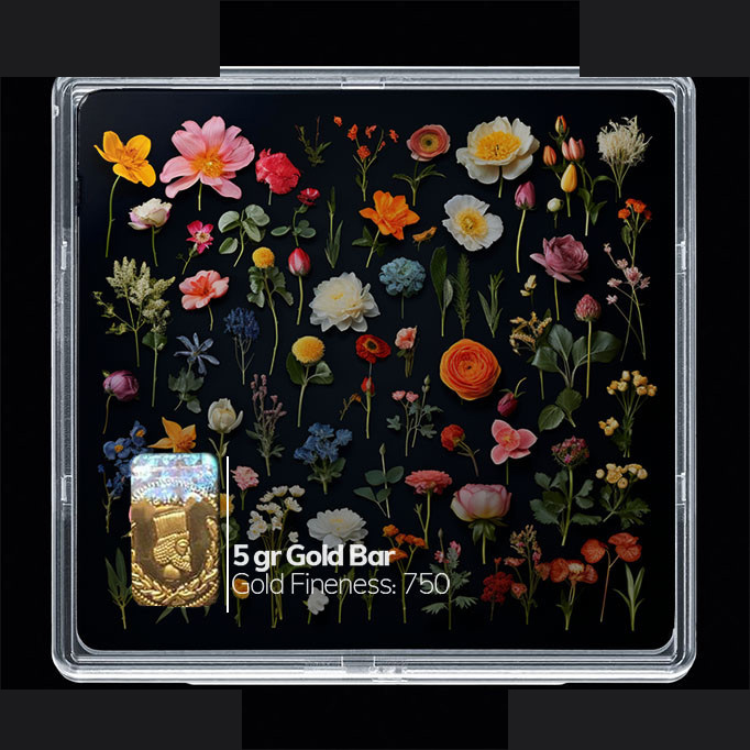 شمش طلا 18 عیار مدوپد مدل گل کد SG10518 شمش طلا 18 عیار مدوپد مدل گل کد SG10518