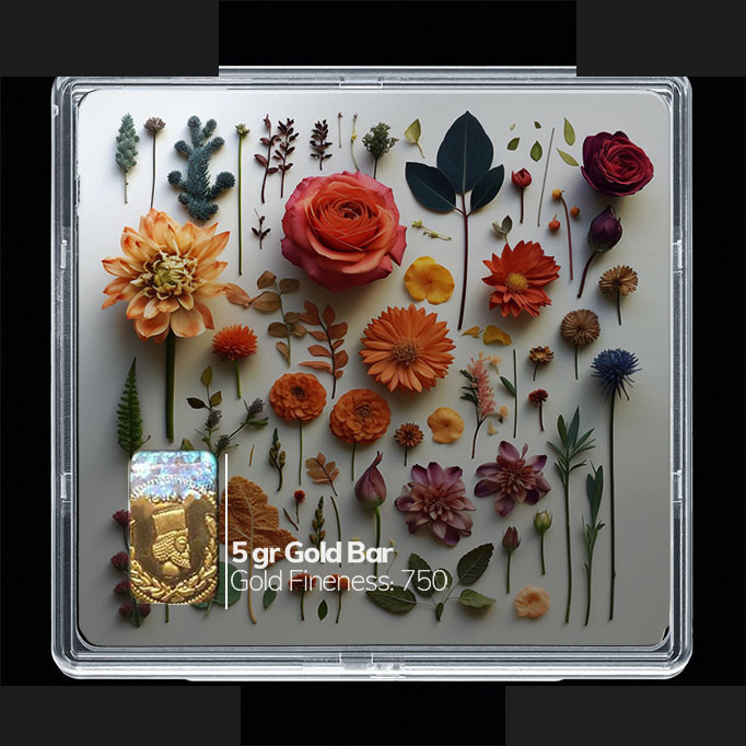 شمش طلا 18 عیار مدوپد مدل گل کد SG10434 شمش طلا 18 عیار مدوپد مدل گل کد SG10434