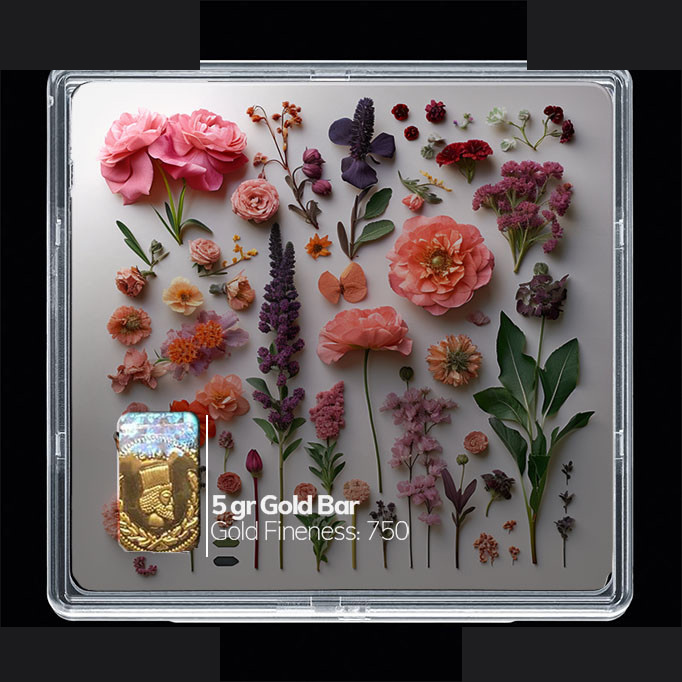 شمش طلا 18 عیار مدوپد مدل گل کد SG10433 شمش طلا 18 عیار مدوپد مدل گل کد SG10433