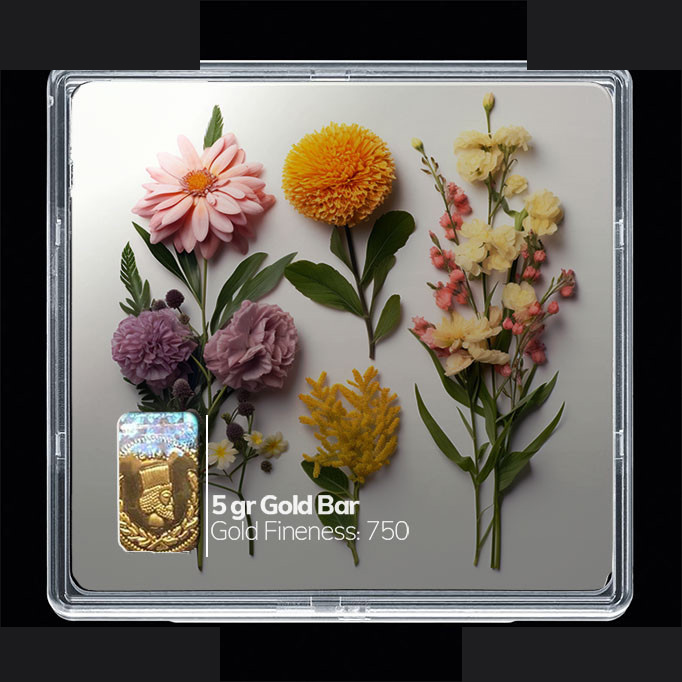 شمش طلا 18 عیار مدوپد مدل گل کد SG10431 شمش طلا 18 عیار مدوپد مدل گل کد SG10431