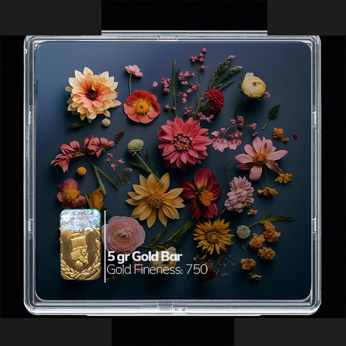 شمش طلا 18 عیار مدوپد مدل گل کد SG10515 شمش طلا 18 عیار مدوپد مدل گل کد SG10515