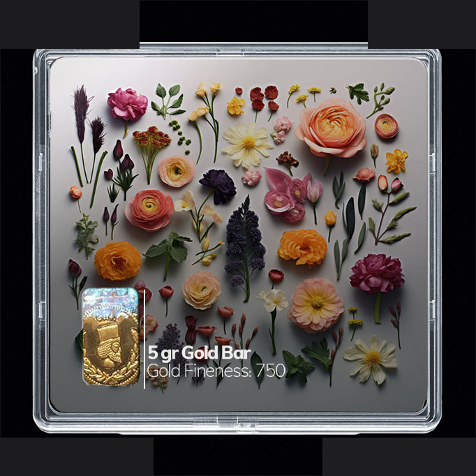 شمش طلا 18 عیار مدوپد مدل گل کد SG10503 شمش طلا 18 عیار مدوپد مدل گل کد SG10503