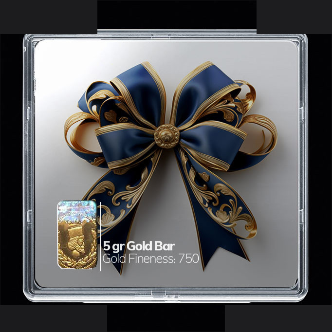 شمش طلا 18 عیار مدوپد مدل روبان آبی کد SG10598 شمش طلا 18 عیار مدوپد مدل روبان آبی کد SG10598