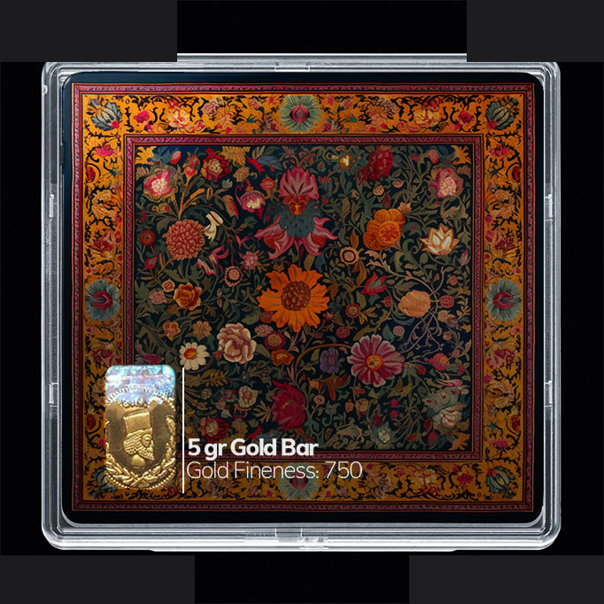 شمش طلا 18 عیار مدوپد مدل کاشی گلی کد SG10617