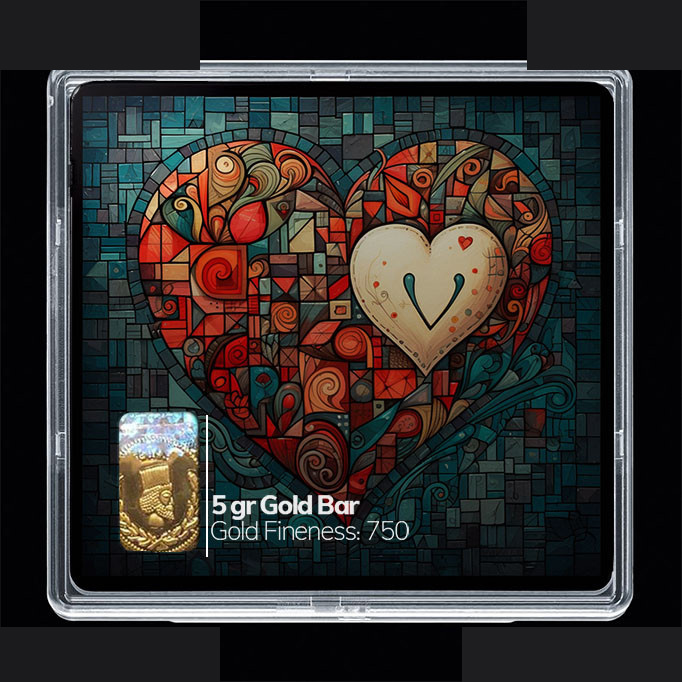 شمش طلا 18 عیار مدوپد مدل قلب کاشی کد SG10645 شمش طلا 18 عیار مدوپد مدل قلب کاشی کد SG10645