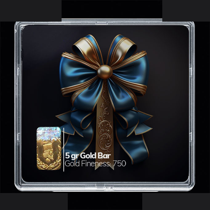 شمش طلا 18 عیار مدوپد مدل روبان آبی کد SG10684 شمش طلا 18 عیار مدوپد مدل روبان آبی کد SG10684