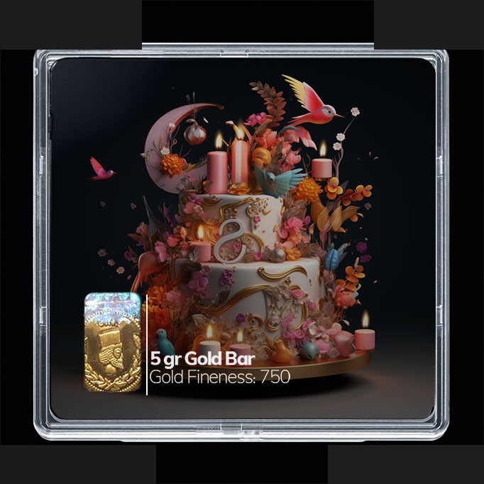 شمش طلا 18 عیار مدوپد مدل کیک تولد  کد SG10717