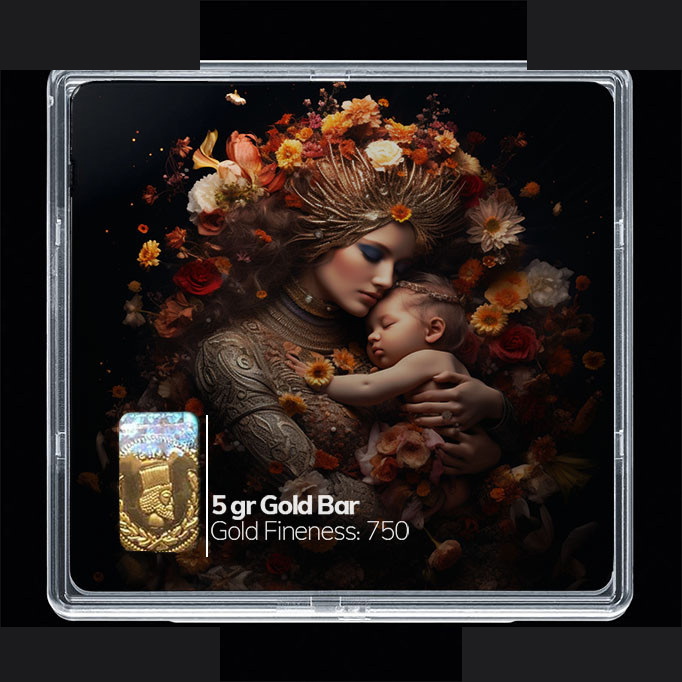 شمش طلا 18 عیار مدوپد مدل مادر و نوزاد کد SG10758 شمش طلا 18 عیار مدوپد مدل مادر و نوزاد کد SG10758