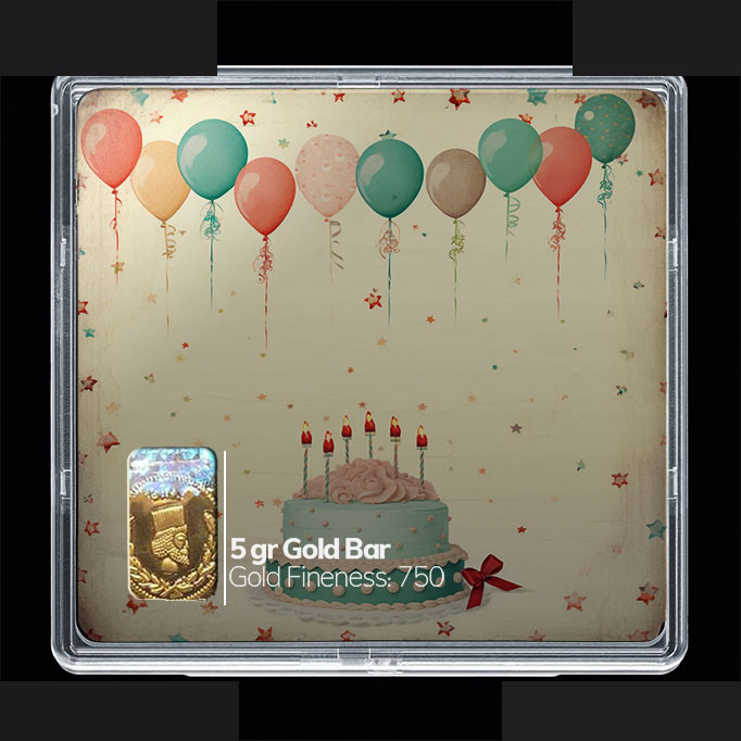 شمش طلا 18 عیار مدوپد مدل کیک و بادکنک کد SG10770 شمش طلا 18 عیار مدوپد مدل کیک و بادکنک کد SG10770