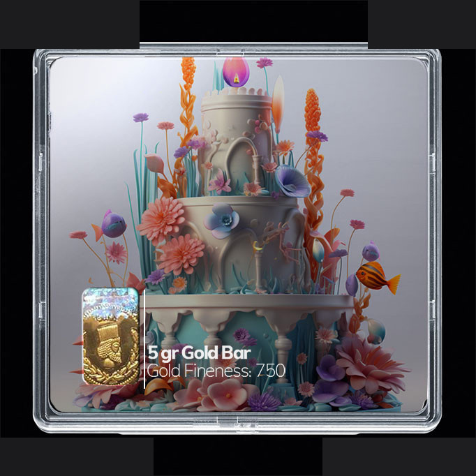 شمش طلا 18 عیار مدوپد مدل کیک تولد کد SG10779