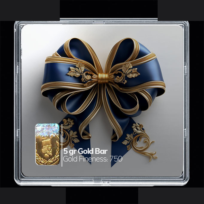 شمش طلا 18 عیار مدوپد مدل روبان آبی کد SG10599 شمش طلا 18 عیار مدوپد مدل روبان آبی کد SG10599