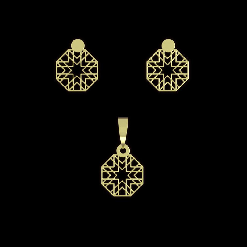 نیم ست طلا 18 عیار زنانه مدوپد مدل اسلیمی کد NA10006