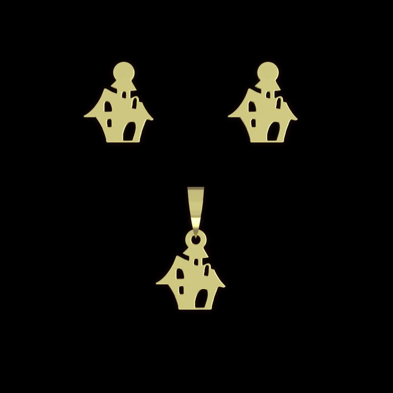 نیم ست طلا 18 عیار زنانه مدوپد مدل خانه کد NA10056