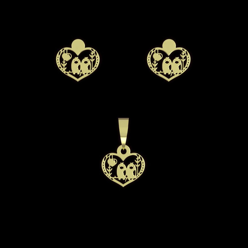 نیم ست طلا 18 عیار زنانه مدوپد مدل قلب و دو پرنده کد NA10147 نیم ست طلا 18 عیار زنانه مدوپد مدل قلب و دو پرنده کد NA10147