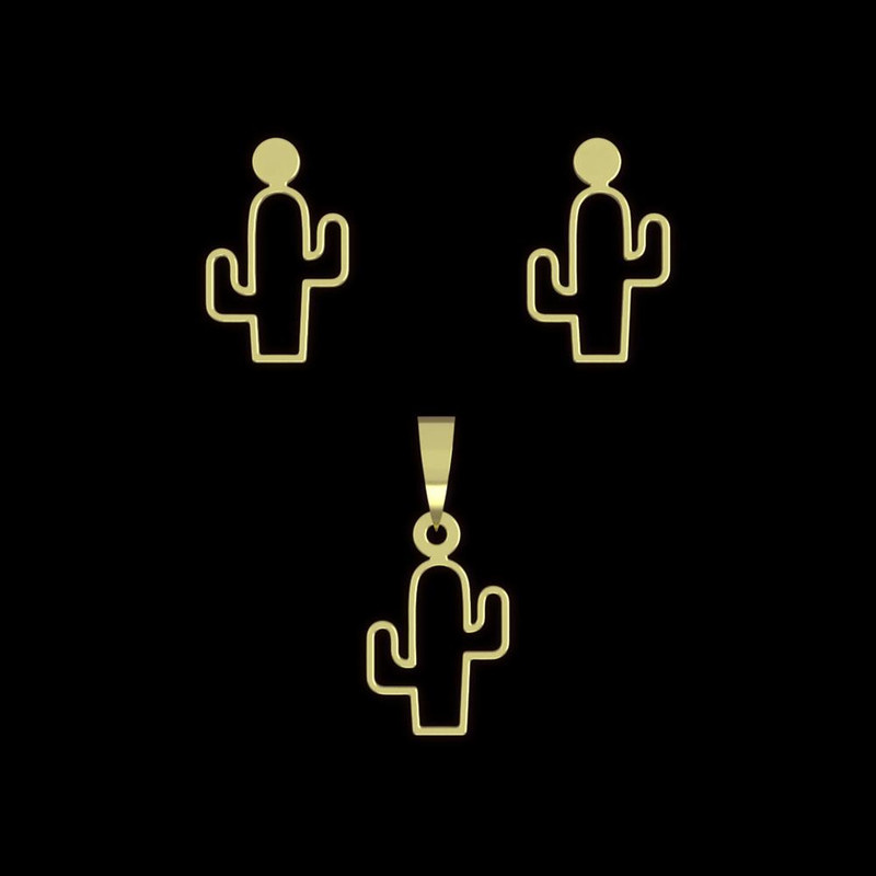 نیم ست طلا 18 عیار زنانه مدوپد مدل کاکتوس کد NA12214