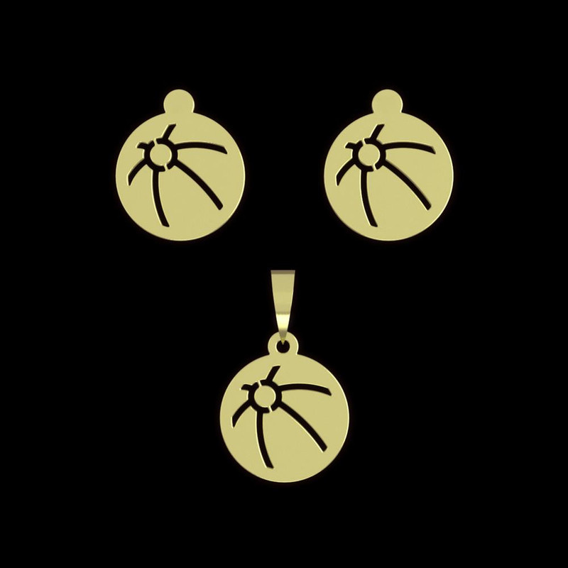 نیم ست طلا 18 عیار زنانه مدوپد مدل توپ بسکتبال کد NA12256