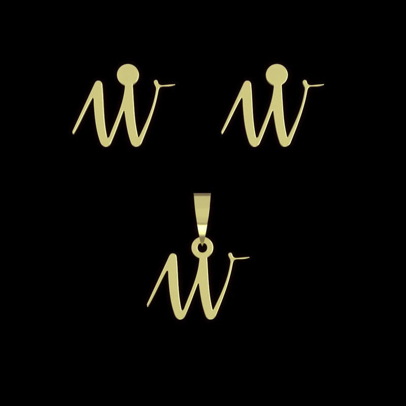 نیم ست طلا 18 عیار زنانه مدوپد مدل حرف w کد NA12353