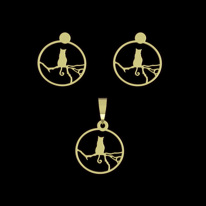 نیم ست طلا 18 عیار زنانه مدوپد مدل گربه کد NA12444 نیم ست طلا 18 عیار زنانه مدوپد مدل گربه کد NA12444