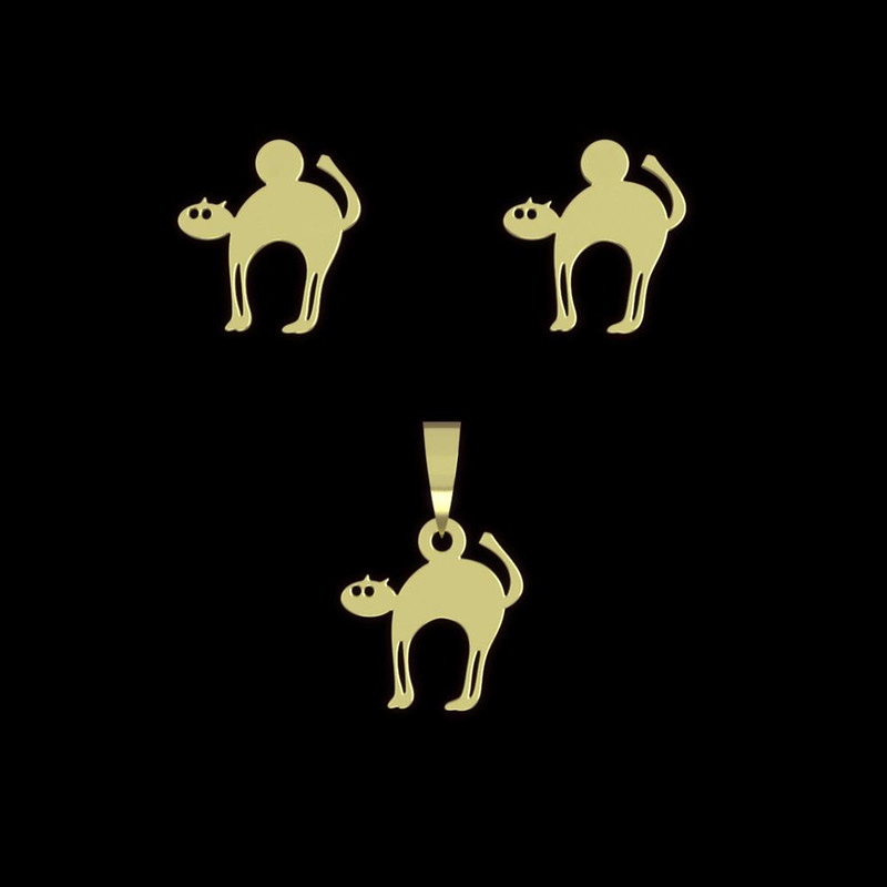 نیم ست طلا 18 عیار زنانه مدوپد مدل گربه کد NA12944 نیم ست طلا 18 عیار زنانه مدوپد مدل گربه کد NA12944