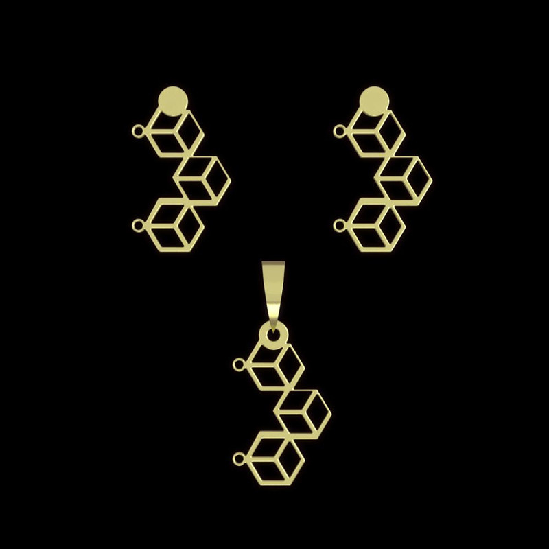 نیم ست طلا 18 عیار زنانه مدوپد مدل مکعب کد NA13008 نیم ست طلا 18 عیار زنانه مدوپد مدل مکعب کد NA13008