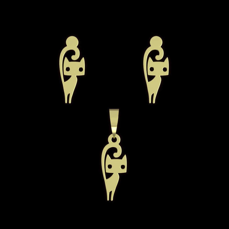 نیم ست طلا 18 عیار زنانه مدوپد مدل گربه کد NA13115