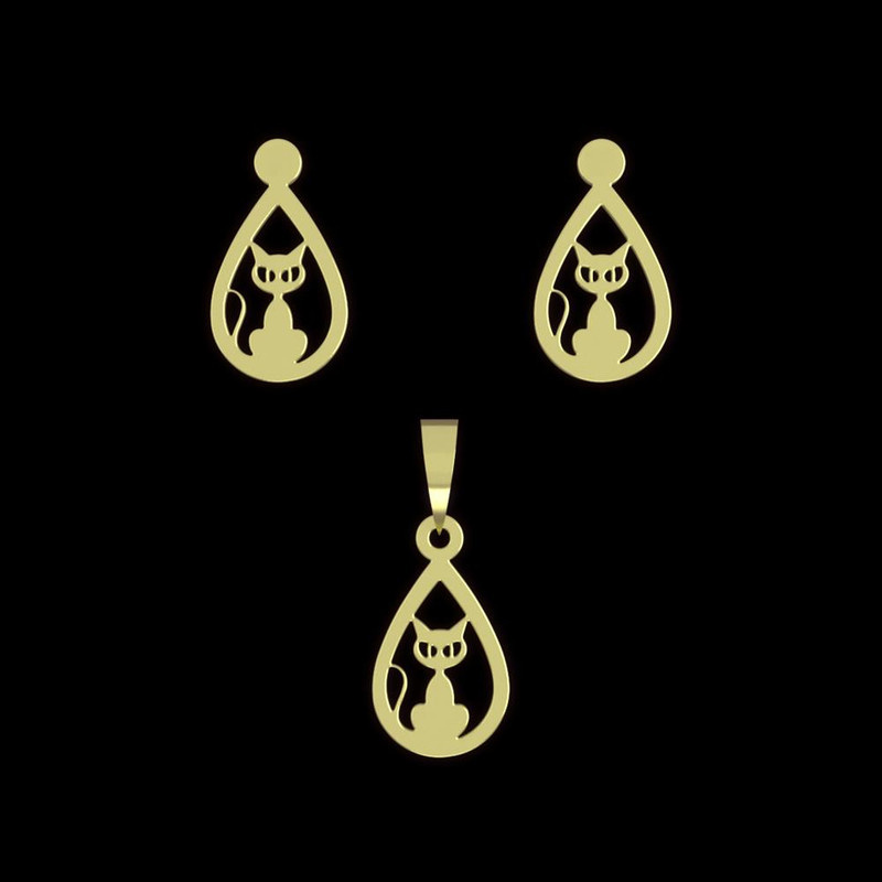 نیم ست طلا 18 عیار زنانه مدوپد مدل گربه کد NA13663 نیم ست طلا 18 عیار زنانه مدوپد مدل گربه کد NA13663