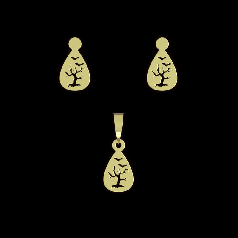 نیم ست طلا 18 عیار زنانه مدوپد مدل درخت کد NA14113 نیم ست طلا 18 عیار زنانه مدوپد مدل درخت کد NA14113