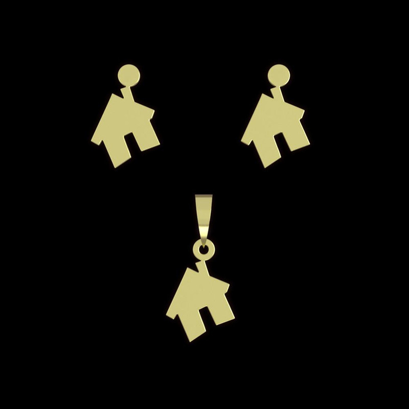 نیم ست طلا 18 عیار زنانه مدوپد مدل خانه کد NA14522