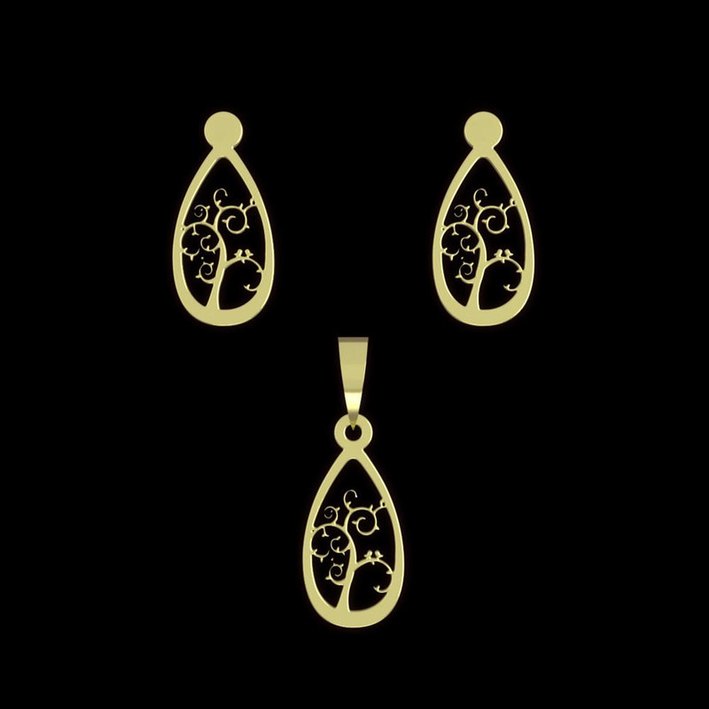 نیم ست طلا 18 عیار زنانه مدوپد مدل درخت کد NA14657 نیم ست طلا 18 عیار زنانه مدوپد مدل درخت کد NA14657