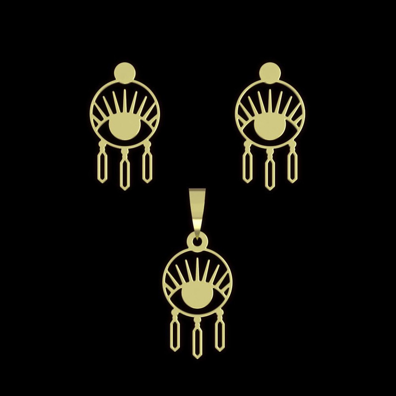 نیم ست طلا 18 عیار زنانه مدوپد مدل چشم کد NA15025