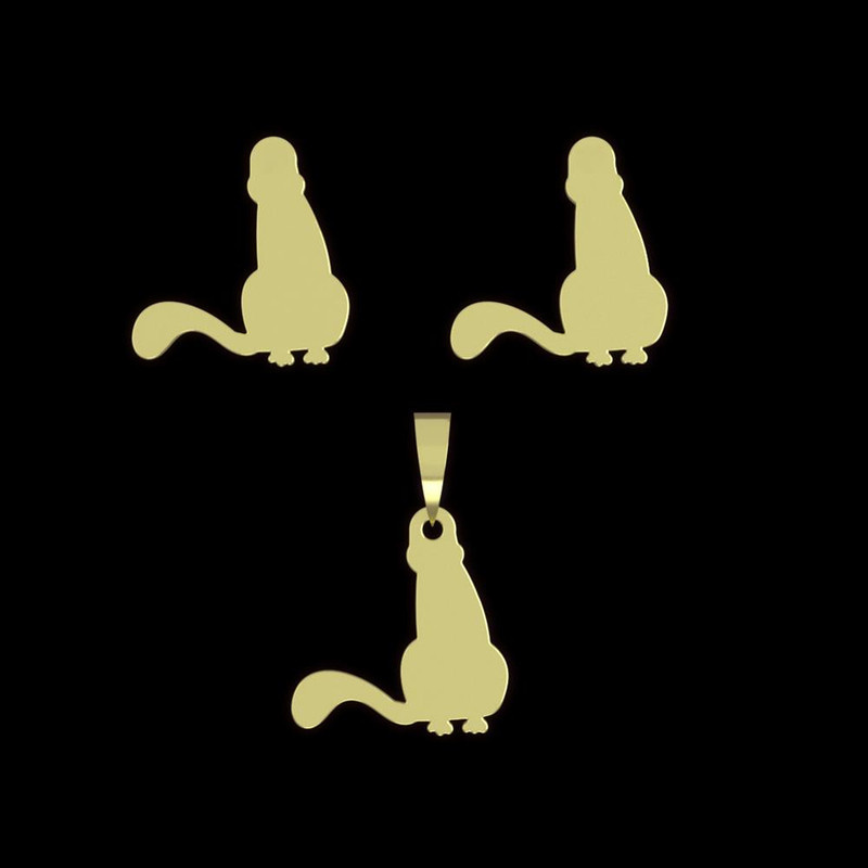 نیم ست طلا 18 عیار زنانه مدوپد مدل گربه کد NA15041