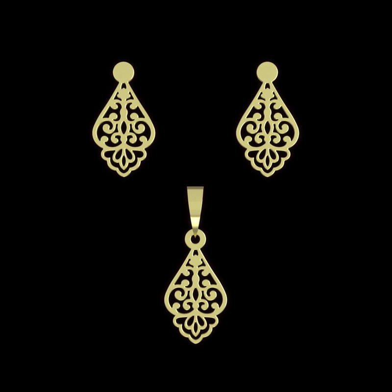 نیم ست طلا 18 عیار زنانه مدوپد مدل اسلیمی کد NA15303