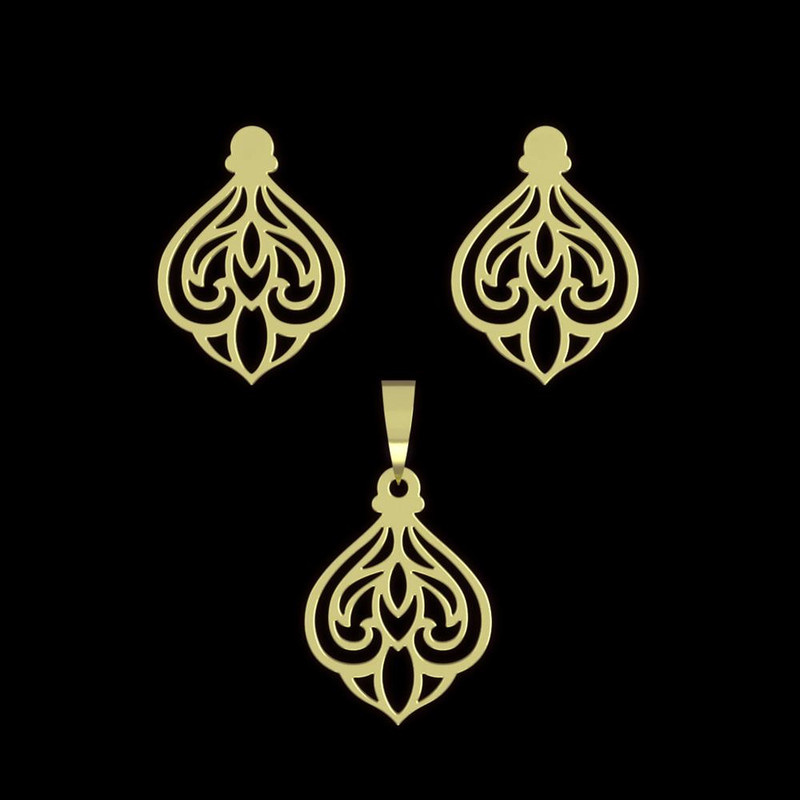 نیم ست طلا 18 عیار زنانه مدوپد مدل اسلیمی کد NA15327