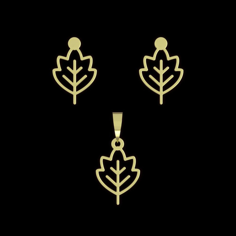 نیم ست طلا 18 عیار زنانه مدوپد مدل برگ کد NA15739 نیم ست طلا 18 عیار زنانه مدوپد مدل برگ کد NA15739