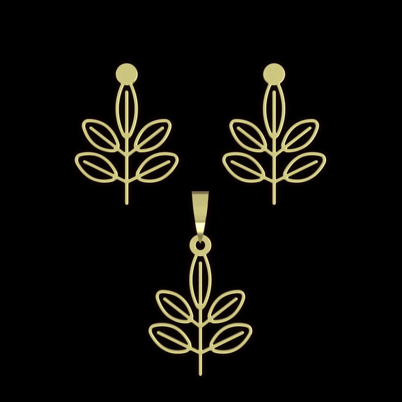 نیم ست طلا 18 عیار زنانه مدوپد مدل برگ کد NA15862 نیم ست طلا 18 عیار زنانه مدوپد مدل برگ کد NA15862