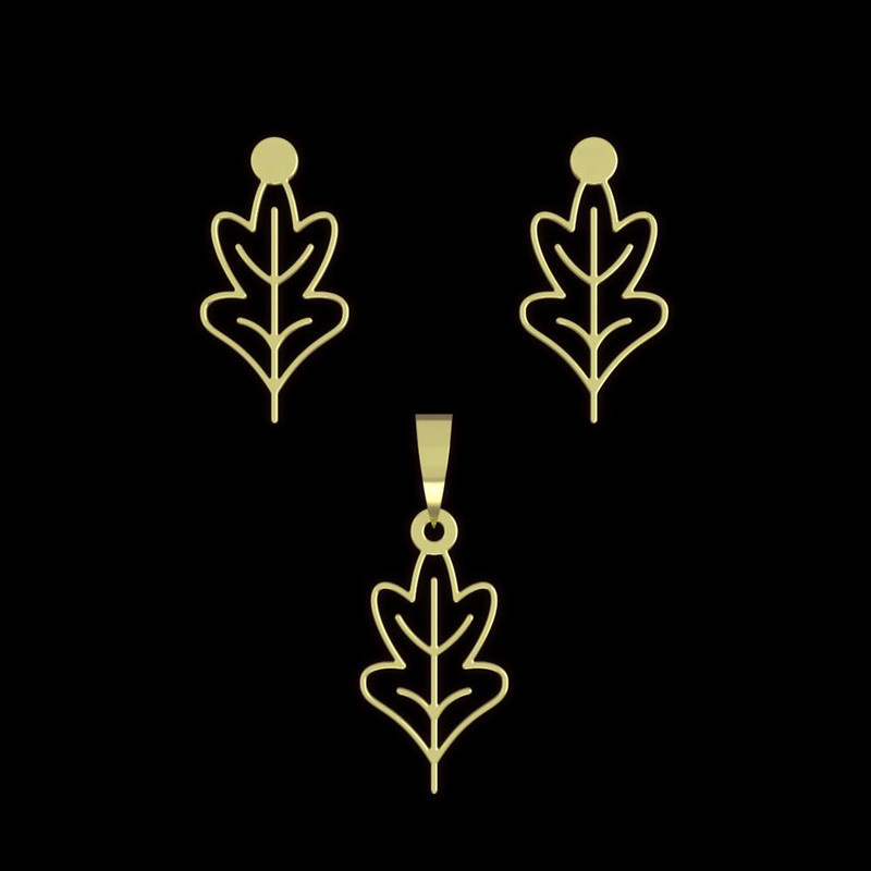 نیم ست طلا 18 عیار زنانه مدوپد مدل برگ کد NA15863 نیم ست طلا 18 عیار زنانه مدوپد مدل برگ کد NA15863