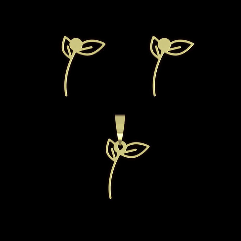 نیم ست طلا 18 عیار زنانه مدوپد مدل برگ کد NA15995