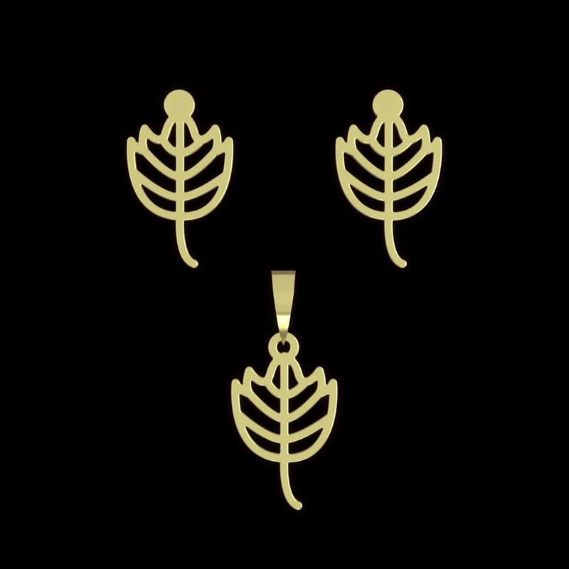 نیم ست طلا 18 عیار زنانه مدوپد مدل برگ کد NA16007