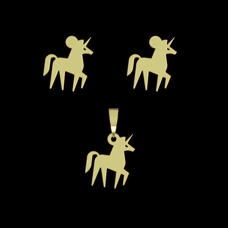 نیم ست طلا 18 عیار زنانه مدوپد مدل یونیکورن کد NA16052