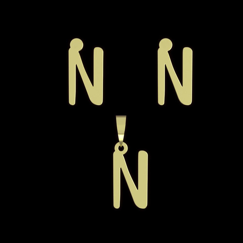 نیم ست طلا 18 عیار زنانه مدوپد مدل حرف N کد NA16774 نیم ست طلا 18 عیار زنانه مدوپد مدل حرف N کد NA16774