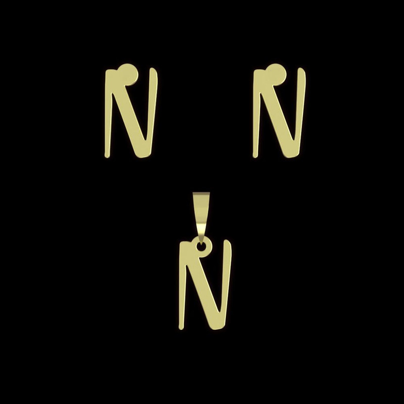 نیم ست طلا 18 عیار زنانه مدوپد مدل حرف N کد NA16822 نیم ست طلا 18 عیار زنانه مدوپد مدل حرف N کد NA16822