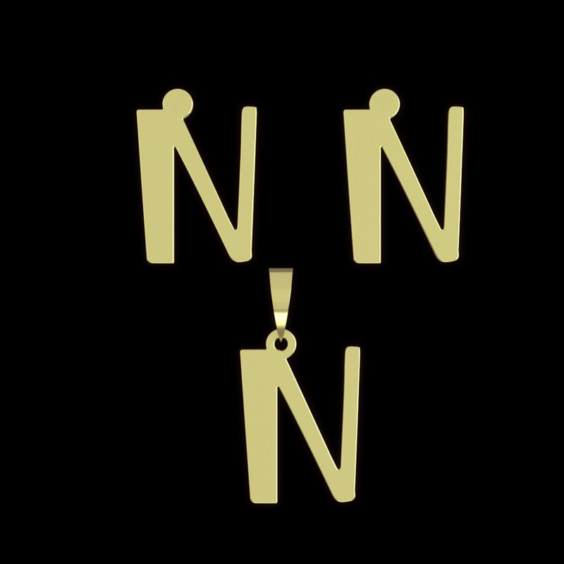 نیم ست طلا 18 عیار زنانه مدوپد مدل حرف N کد NA16848 نیم ست طلا 18 عیار زنانه مدوپد مدل حرف N کد NA16848