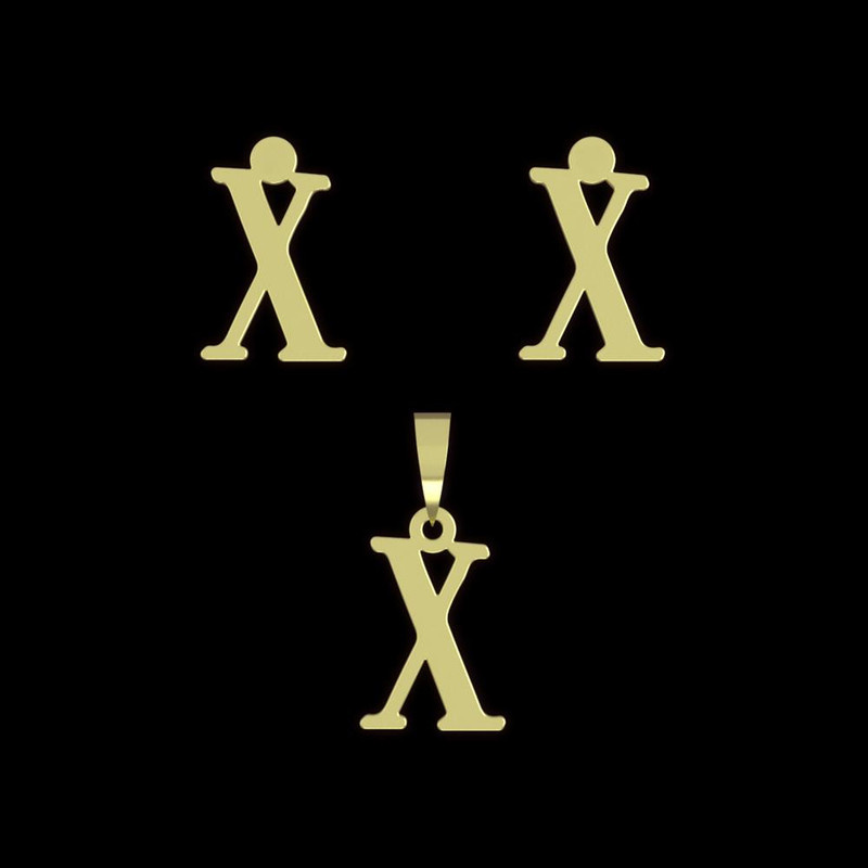 نیم ست طلا 18 عیار زنانه مدوپد مدل حرف X کد NA16962