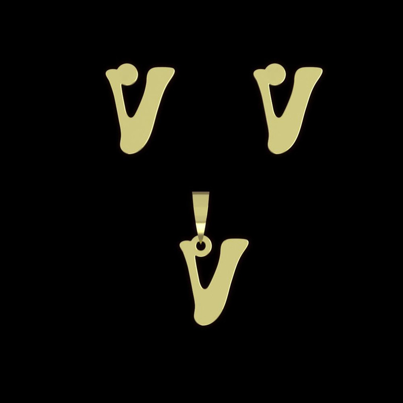 نیم ست طلا 18 عیار زنانه مدوپد مدل حرف V کد NA17109