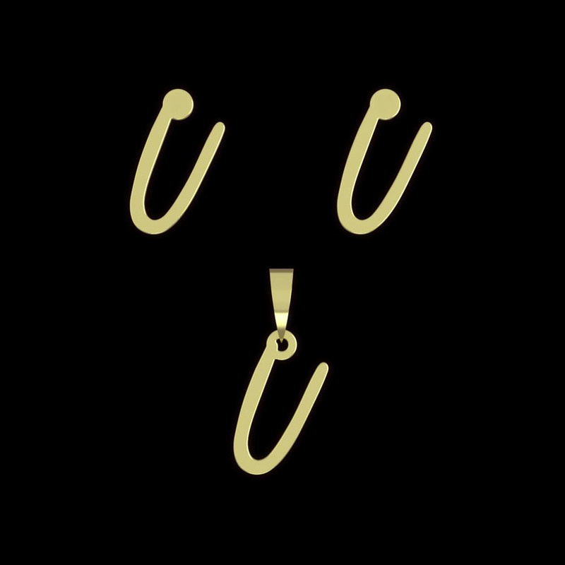 نیم ست طلا 18 عیار زنانه مدوپد مدل حرف U کد NA17193