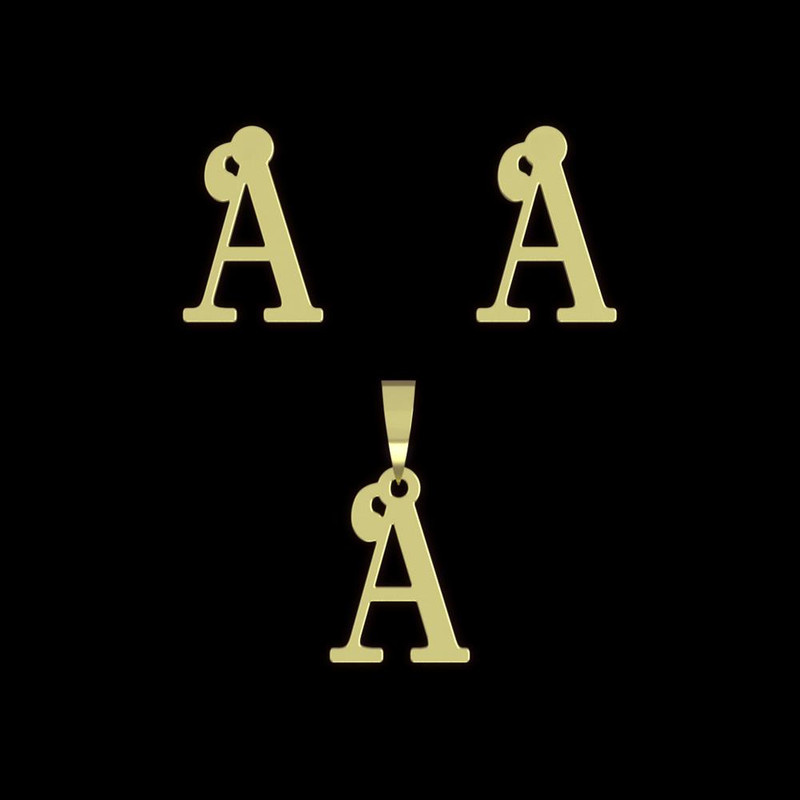 نیم ست طلا 18 عیار زنانه مدوپد مدل حرف A کد NA17199